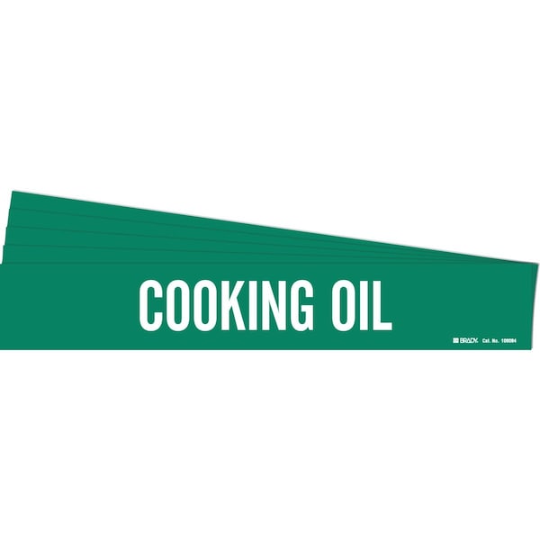 COOKING OIL Pipe Marker Style 1 White on Green 1 per Card, 5 PK